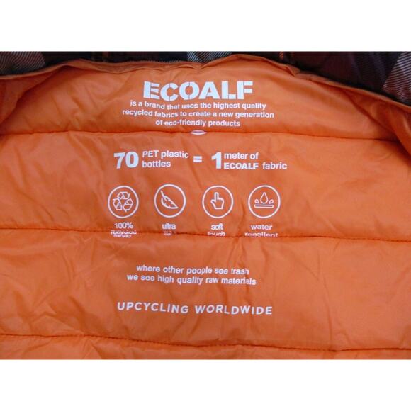 ECOALF Cardiff Vest Jacket Puffer Down Fill Primaloft Full Zip Tartan Plaid Logo - Picture 12 of 16